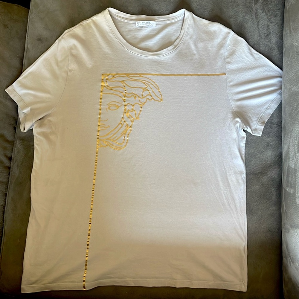 Versace Collection T-Shirt Mens Gray gold size XXL on tag (it runs smaller XL)
